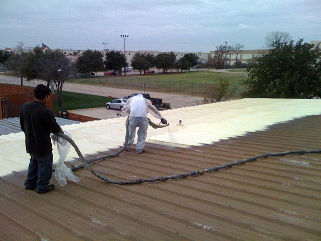 exterior foam on a metal roof