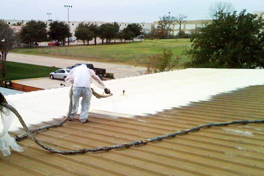exterior foam on a metal roof